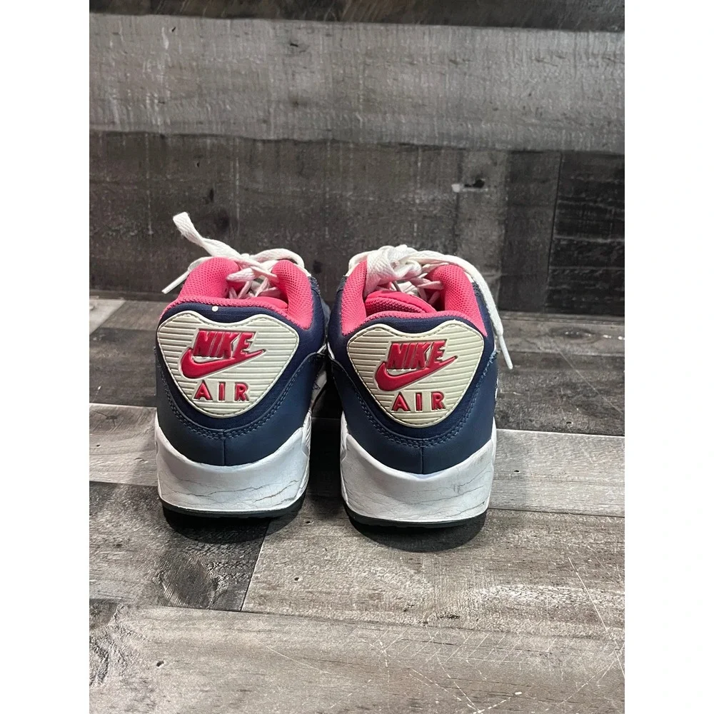 Nike Air Max 90 Navy Blue Pink White Womens Running Shoes 325213-414 Size 10